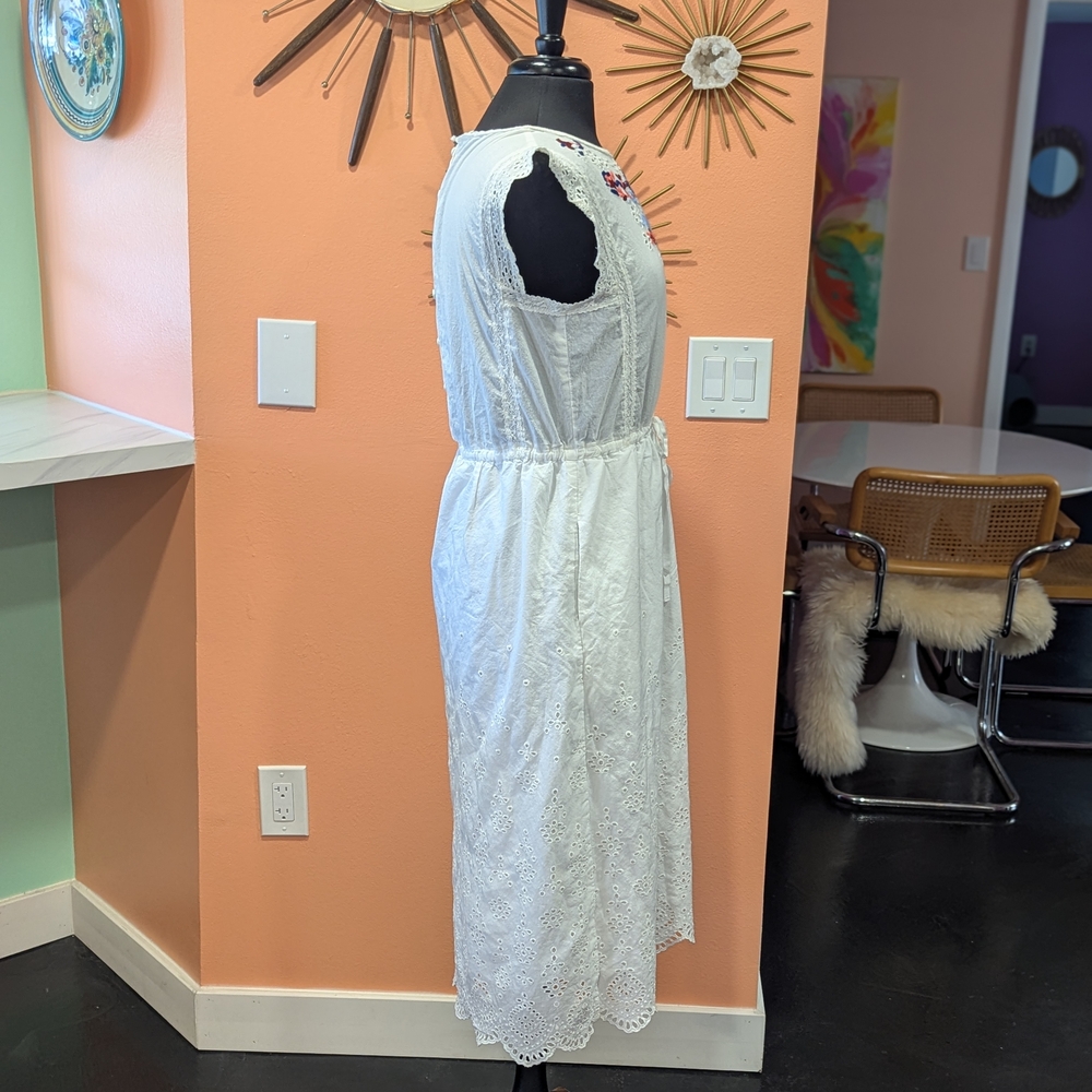 Rebecca Taylor 6 White Eyelet Flutter Sleeve Sundress Embroidered Midi Luxury - Picture 9 of 16